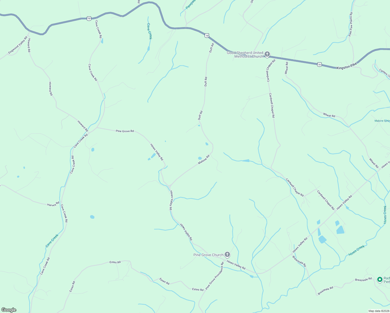 map of restaurants, bars, coffee shops, grocery stores, and more near 965 Malone Road in Lenoir City