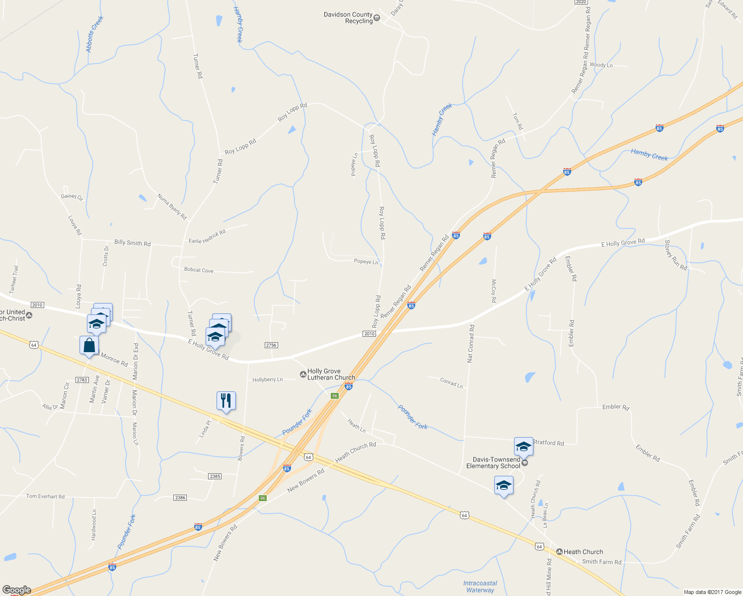 map of restaurants, bars, coffee shops, grocery stores, and more near 1748 Roy Lopp Road in Lexington