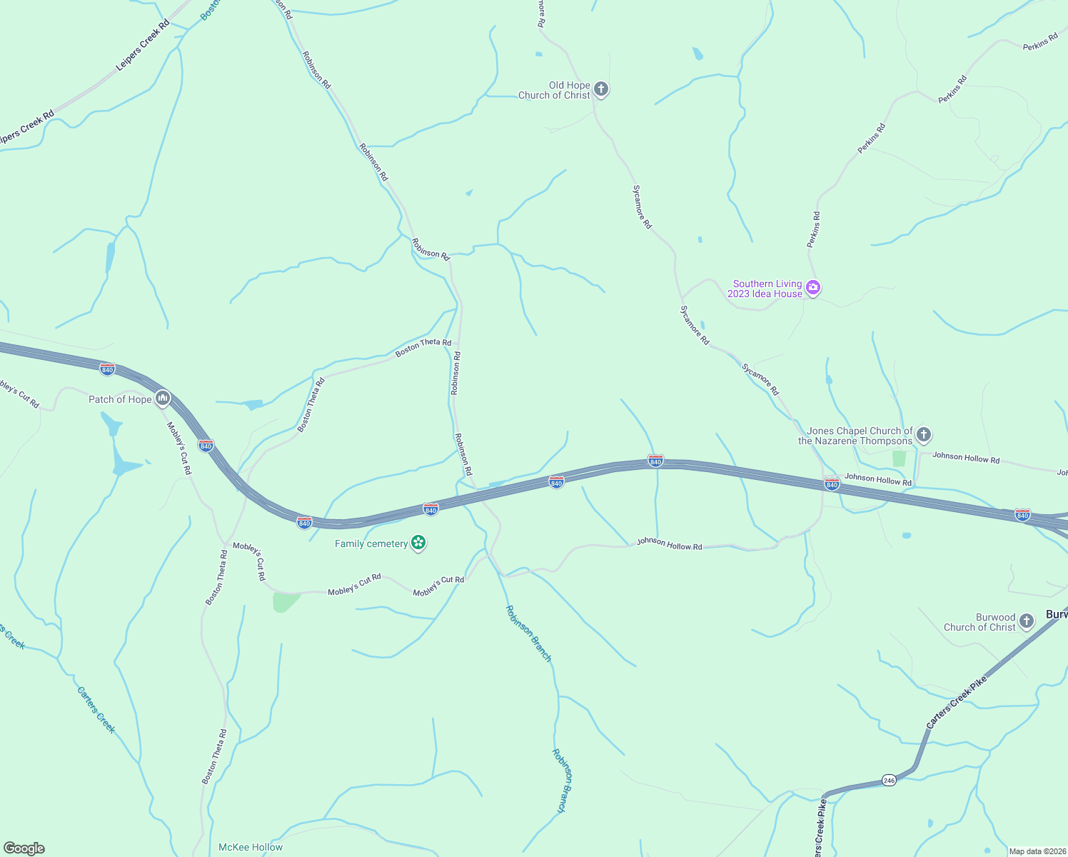map of restaurants, bars, coffee shops, grocery stores, and more near in Thompson's Station
