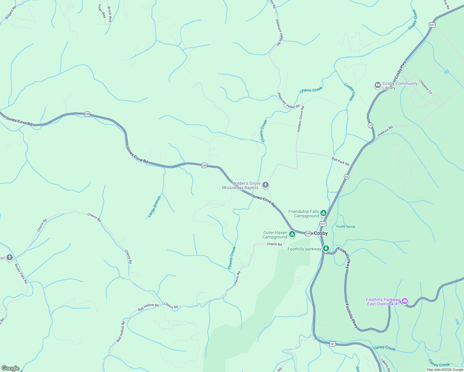 map of restaurants, bars, coffee shops, grocery stores, and more near 235 Jones Cove Road in Cosby