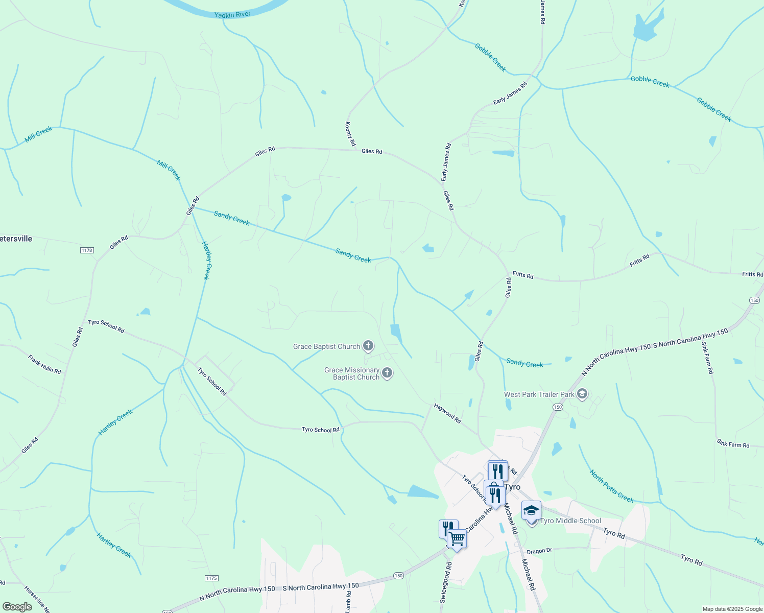 map of restaurants, bars, coffee shops, grocery stores, and more near 542 Carl Pressley Road in Lexington