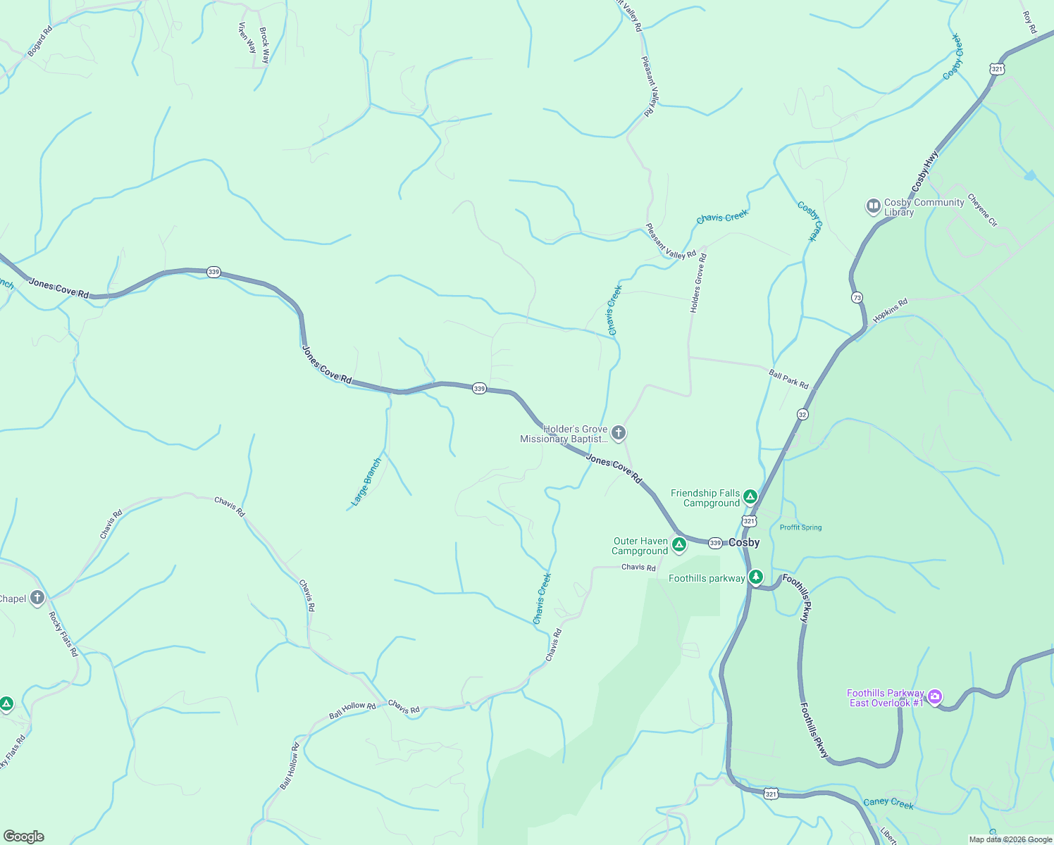 map of restaurants, bars, coffee shops, grocery stores, and more near 235 Jones Cove Road in Cosby