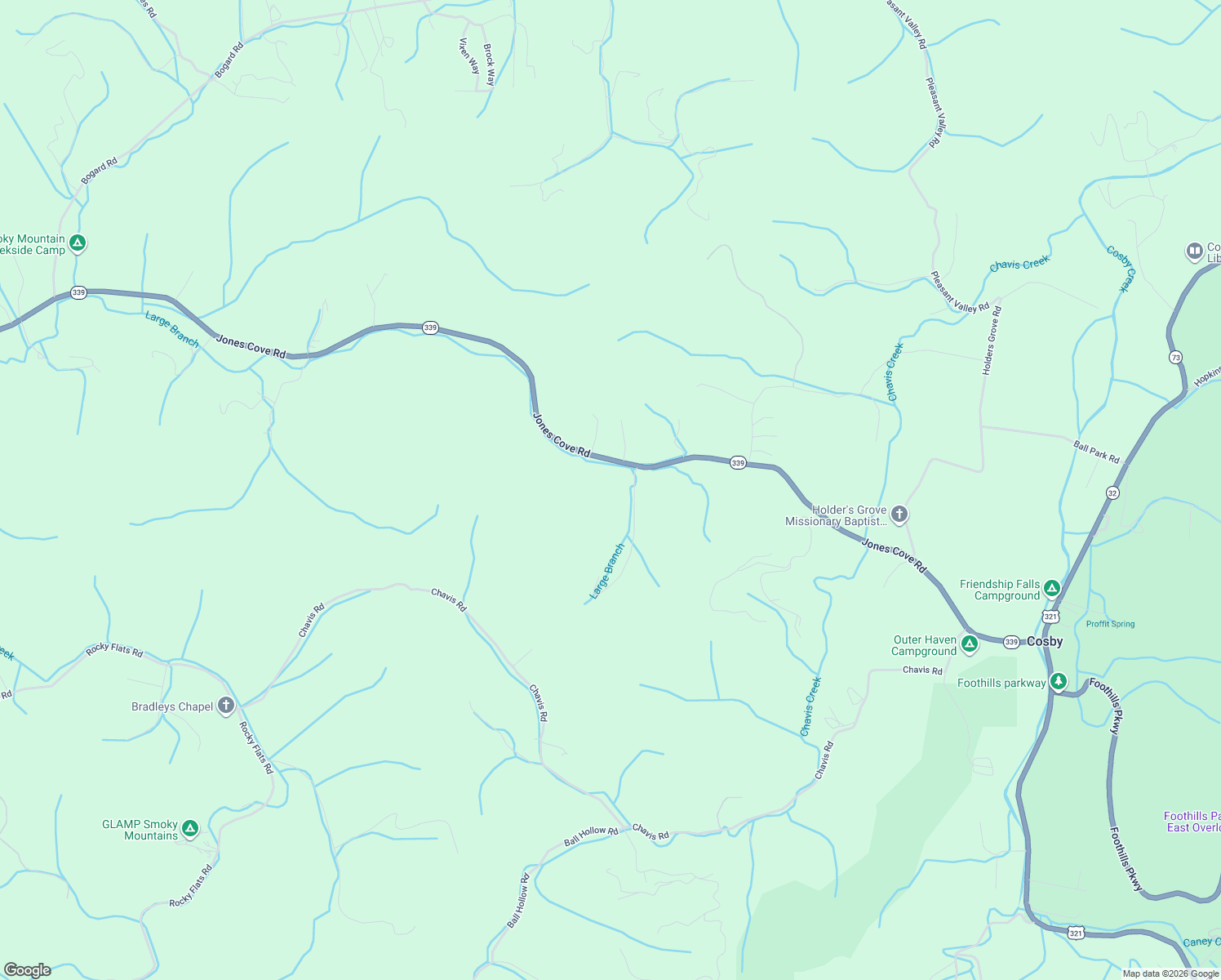 map of restaurants, bars, coffee shops, grocery stores, and more near 5194 Jones Cove Road in Cosby
