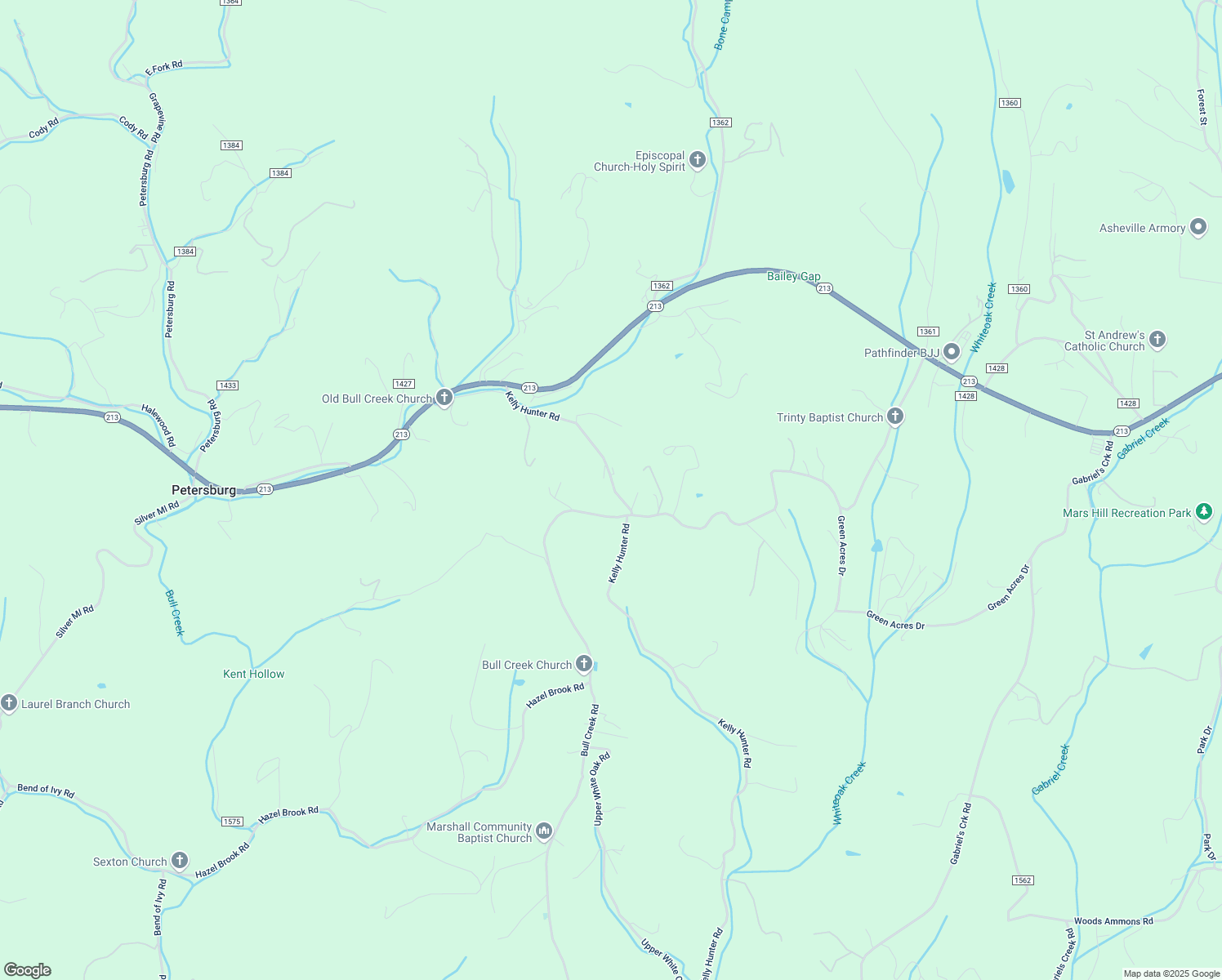 map of restaurants, bars, coffee shops, grocery stores, and more near 488 Kelly Hunter Road in Marshall