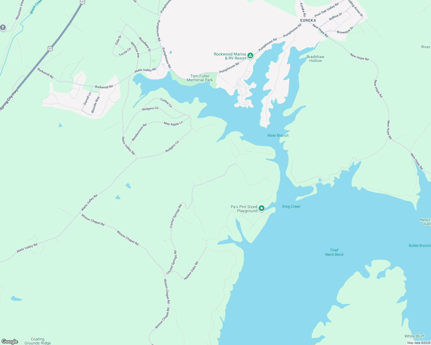 map of restaurants, bars, coffee shops, grocery stores, and more near 235 Crystal Springs Rd in Rockwood