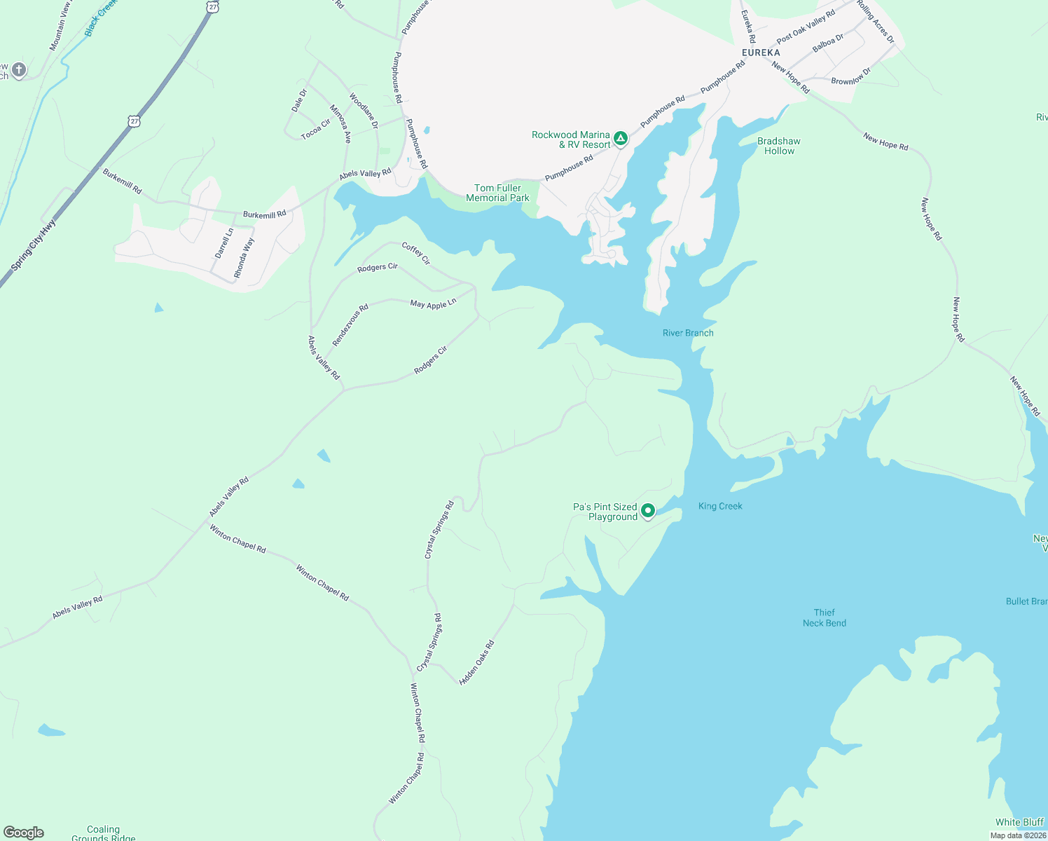 map of restaurants, bars, coffee shops, grocery stores, and more near 235 Crystal Springs Road in Rockwood