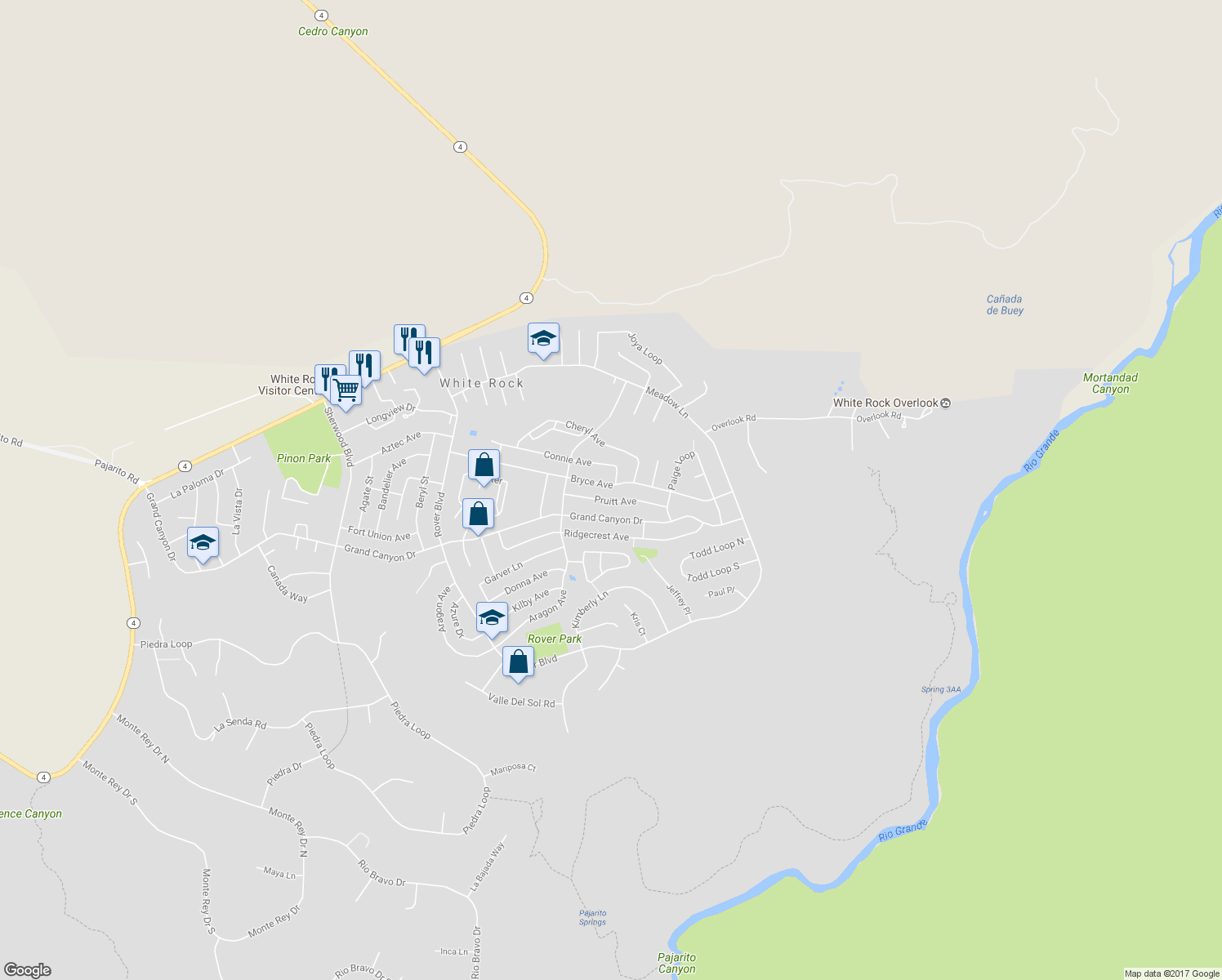 map of restaurants, bars, coffee shops, grocery stores, and more near 443 Bryce Avenue in White Rock