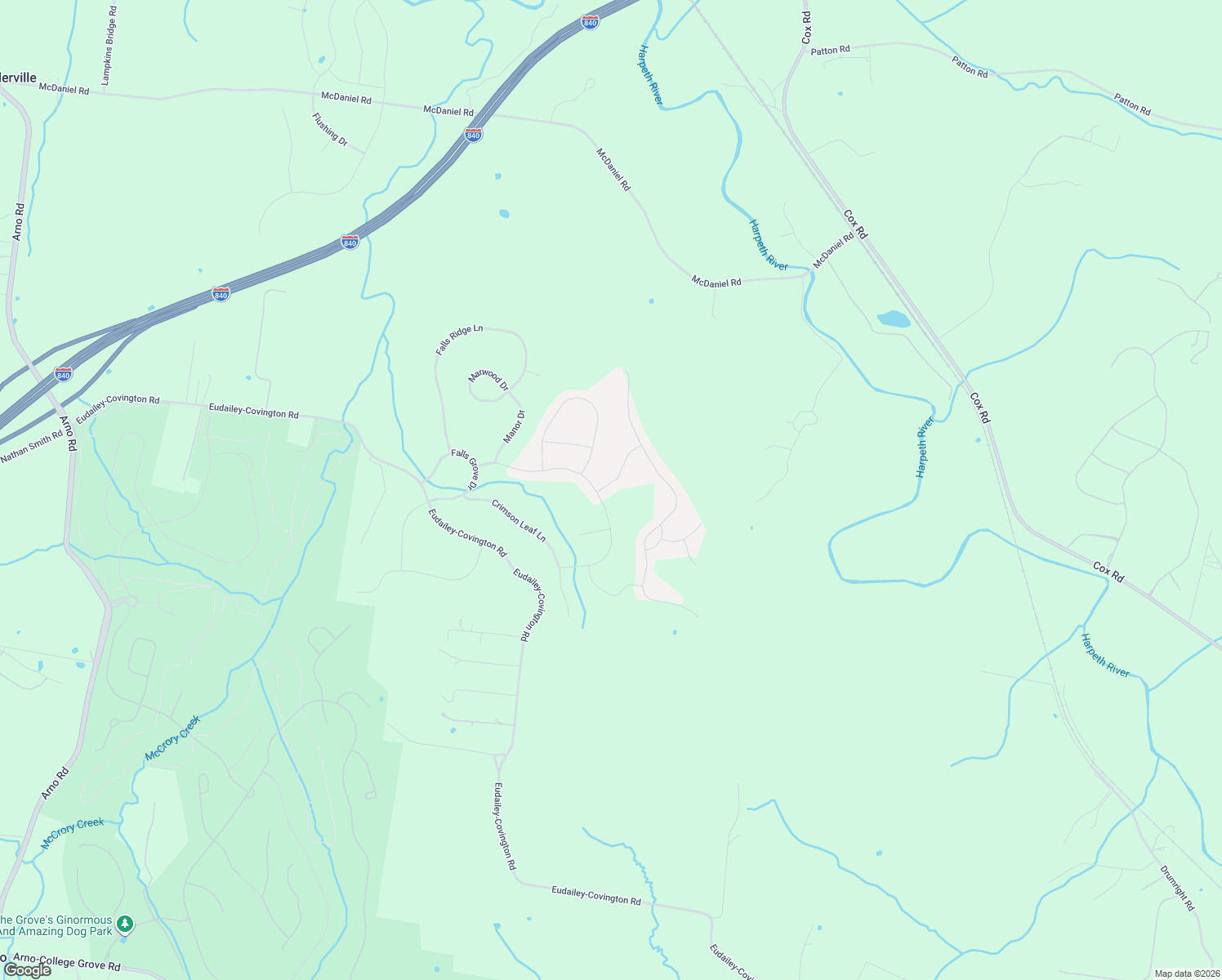 map of restaurants, bars, coffee shops, grocery stores, and more near 7005 Farm Field Drive in College Grove