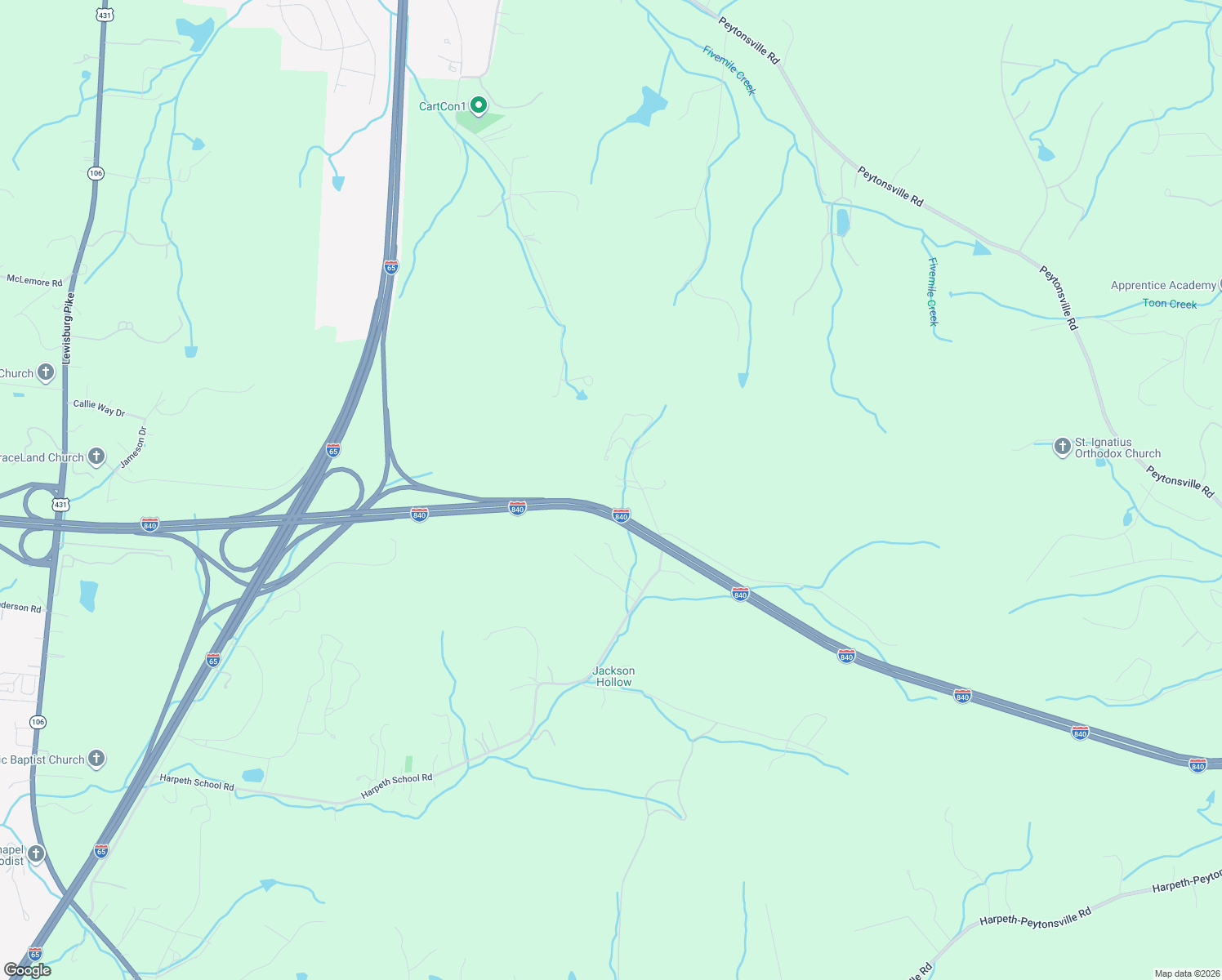 map of restaurants, bars, coffee shops, grocery stores, and more near 4425 Campbell Road in Franklin