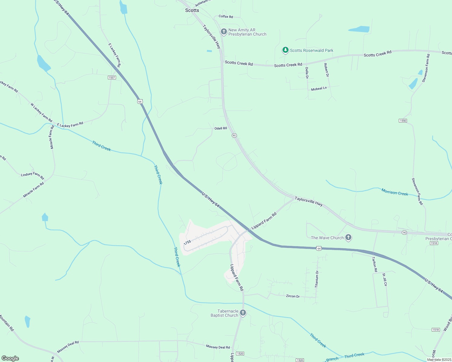 map of restaurants, bars, coffee shops, grocery stores, and more near 177 Wildhurst Lane in Statesville