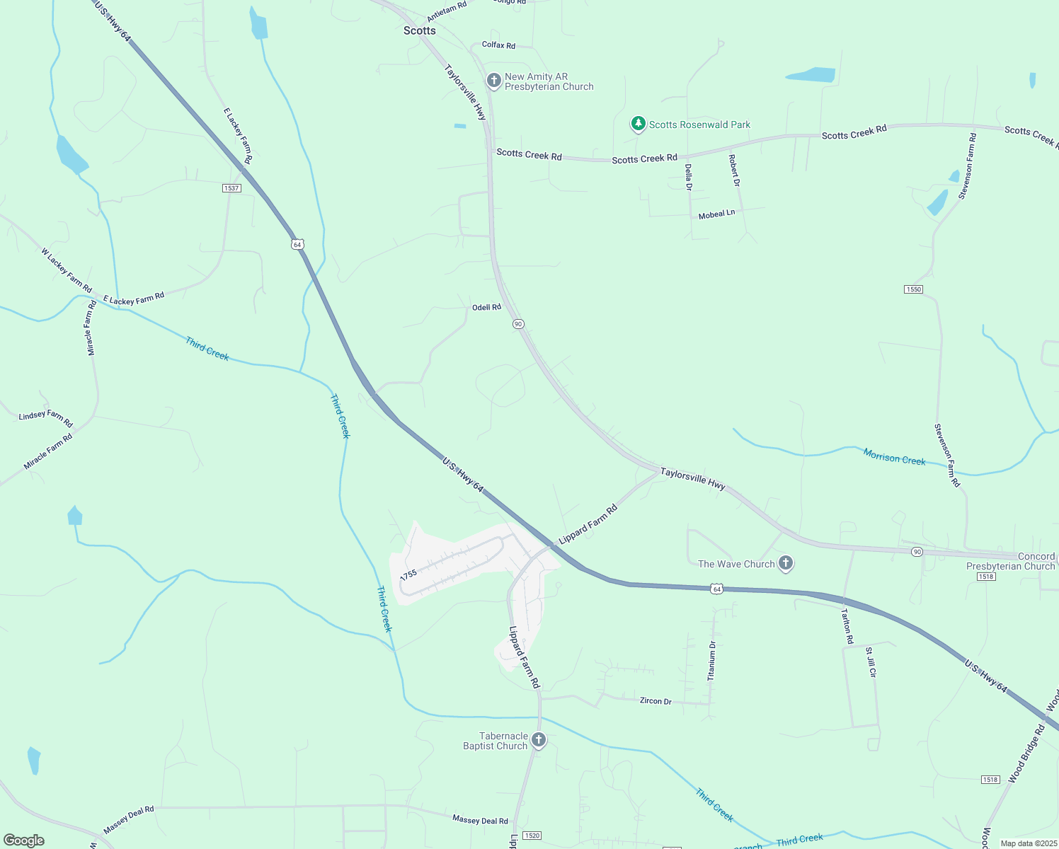 map of restaurants, bars, coffee shops, grocery stores, and more near 177 Wildhurst Lane in Statesville