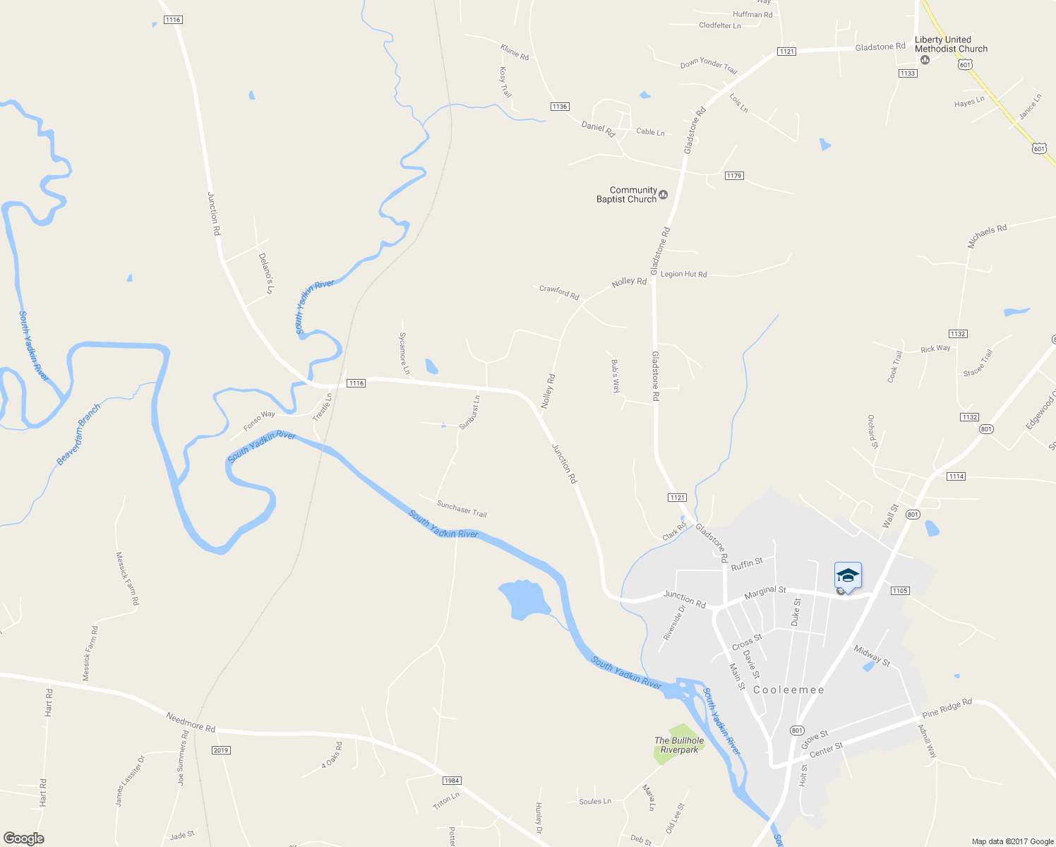 map of restaurants, bars, coffee shops, grocery stores, and more near 1738 Junction Road in Mocksville