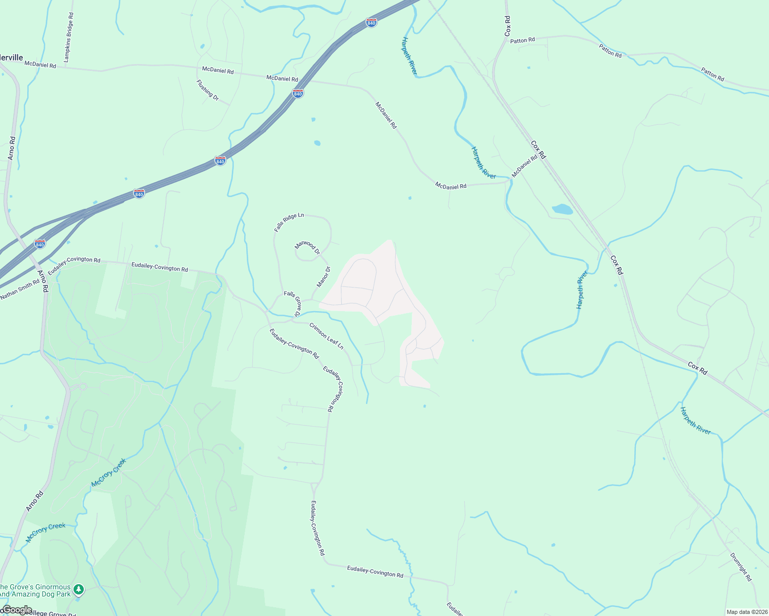 map of restaurants, bars, coffee shops, grocery stores, and more near 7005 Farm Field Drive in College Grove
