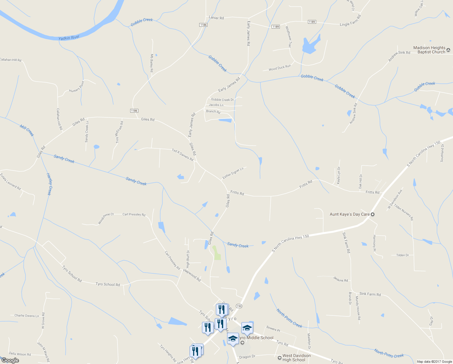 map of restaurants, bars, coffee shops, grocery stores, and more near 1270 Giles Road in Lexington