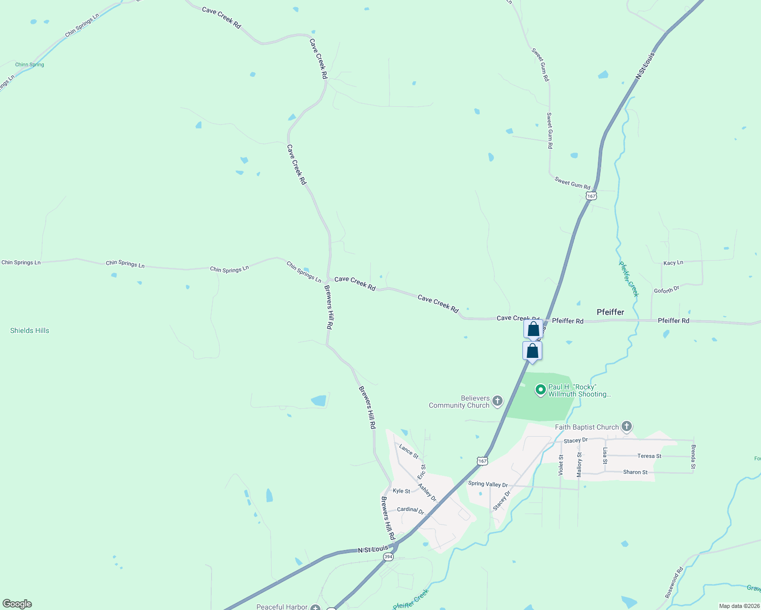 map of restaurants, bars, coffee shops, grocery stores, and more near in Pfeiffer