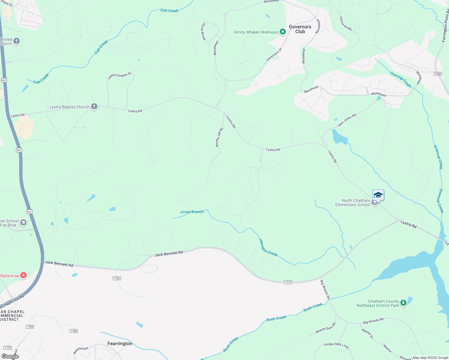 map of restaurants, bars, coffee shops, grocery stores, and more near 282 Beech Slope Court in Chapel Hill