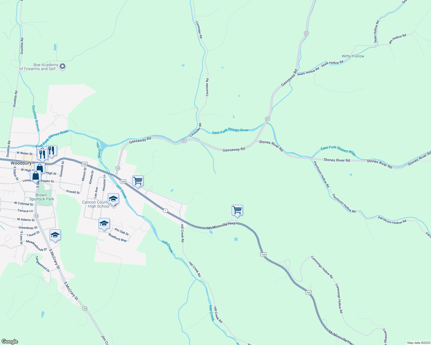 map of restaurants, bars, coffee shops, grocery stores, and more near in Woodbury