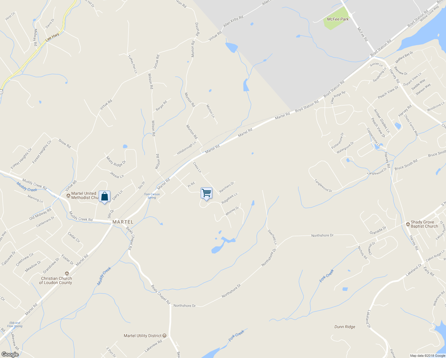 map of restaurants, bars, coffee shops, grocery stores, and more near 1201 Cress Lane in Lenoir City