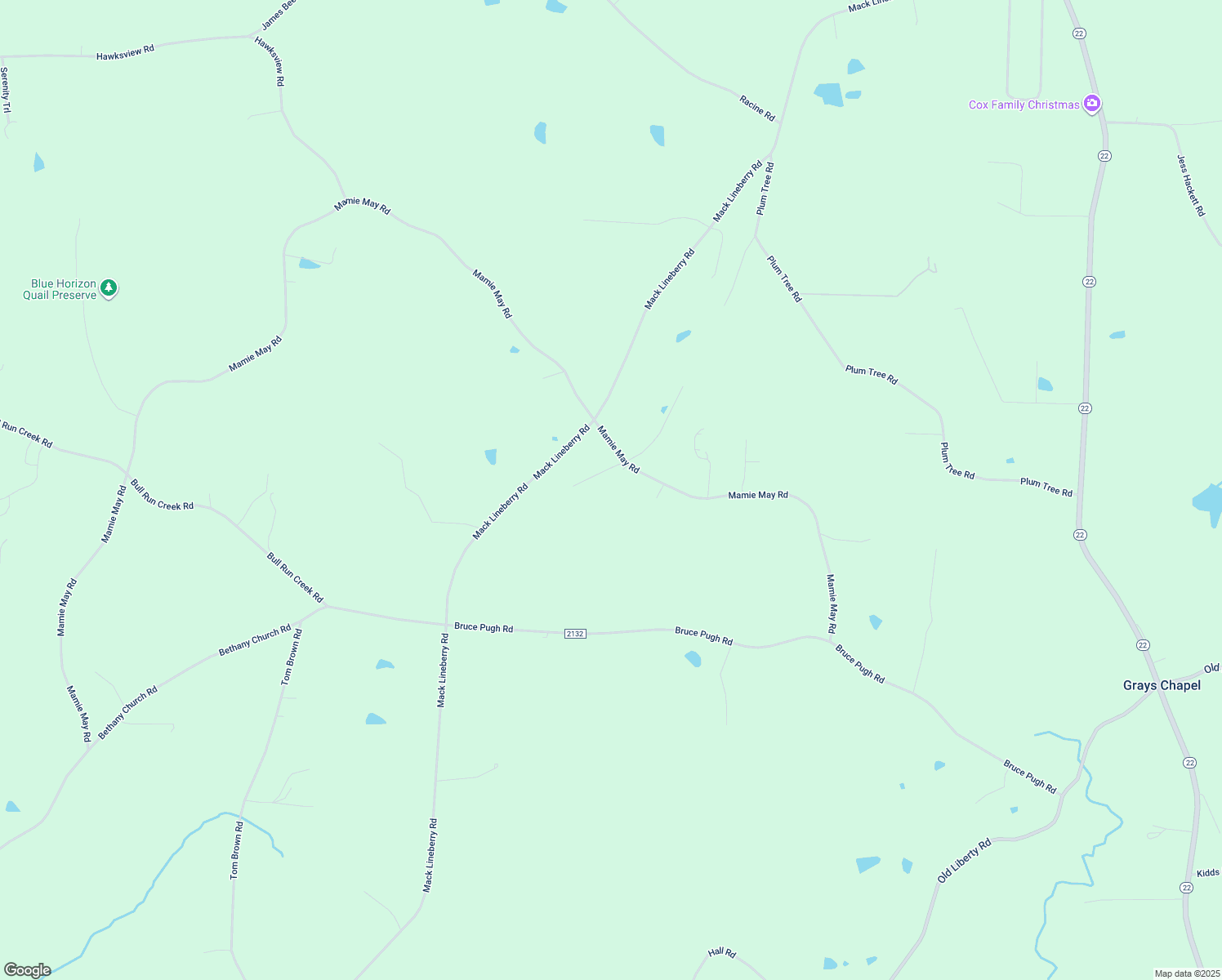 map of restaurants, bars, coffee shops, grocery stores, and more near 3402 Mamie May Road in Franklinville