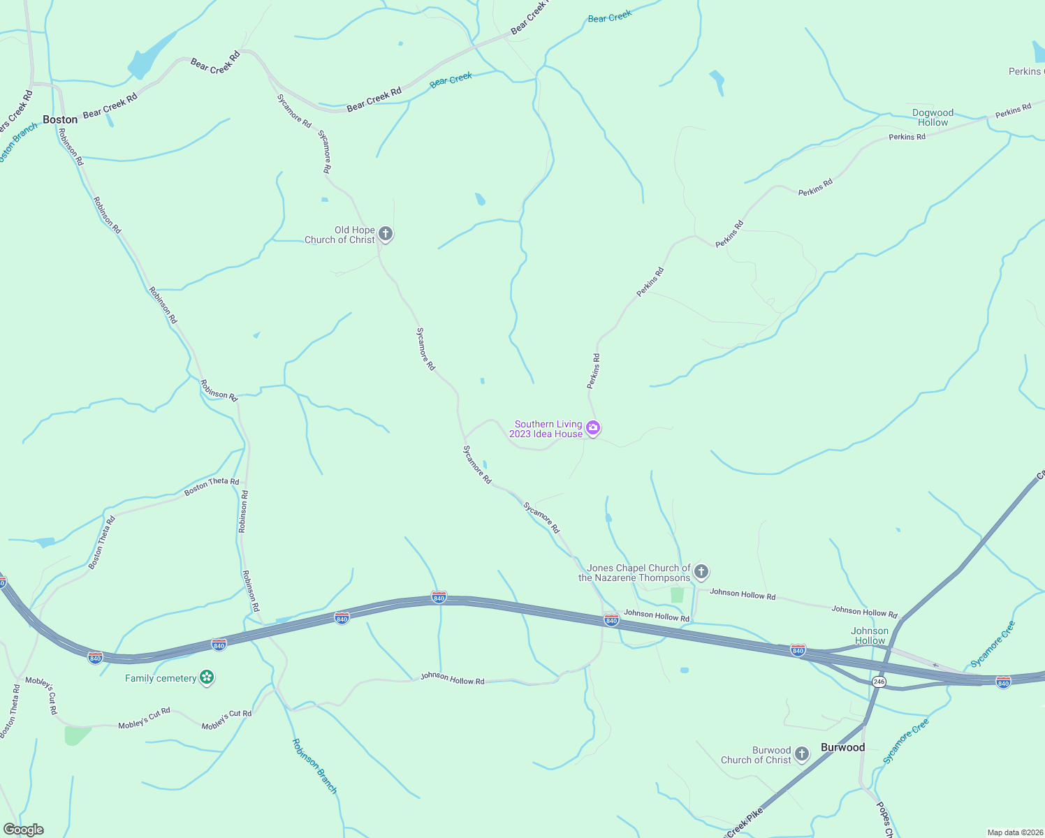 map of restaurants, bars, coffee shops, grocery stores, and more near 3966 Perkins Road in Thompson's Station