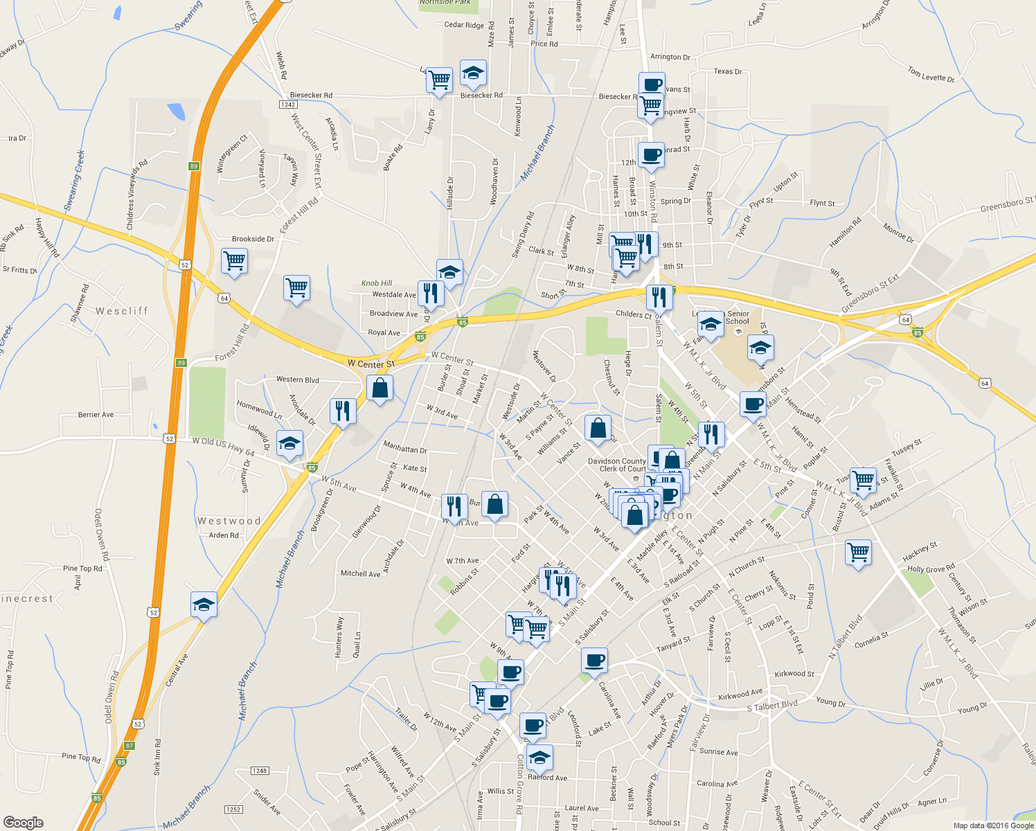 map of restaurants, bars, coffee shops, grocery stores, and more near 701 West 2nd Avenue in Lexington
