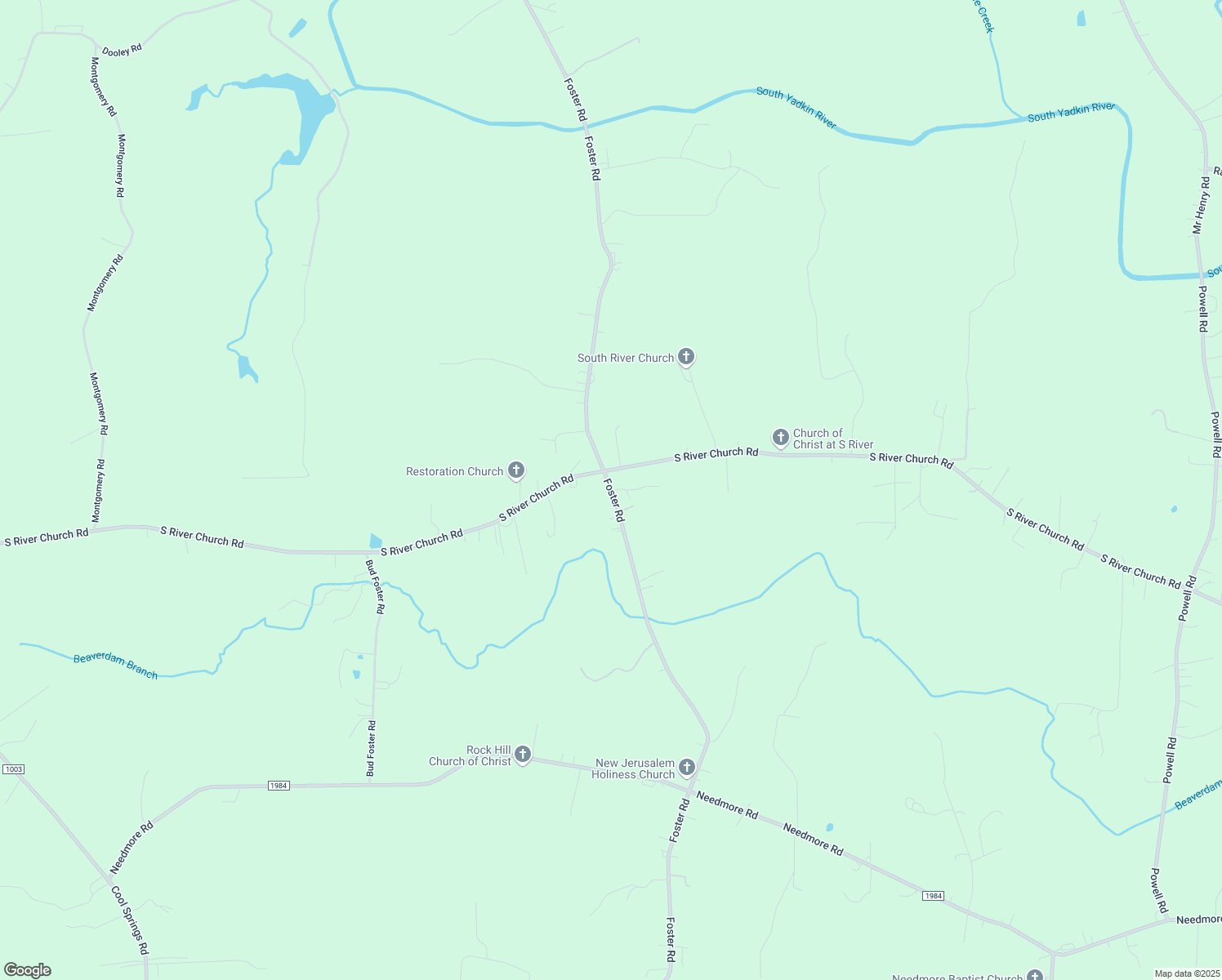 map of restaurants, bars, coffee shops, grocery stores, and more near Foster Road in Woodleaf
