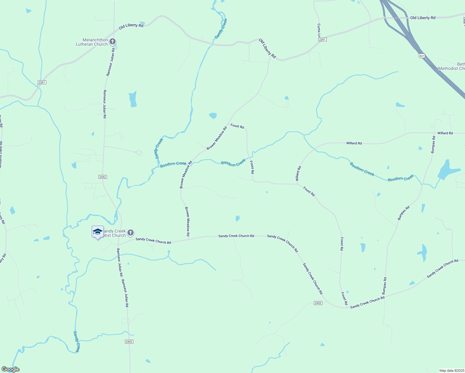 map of restaurants, bars, coffee shops, grocery stores, and more near 5095 Wood Meadows Road in Staley