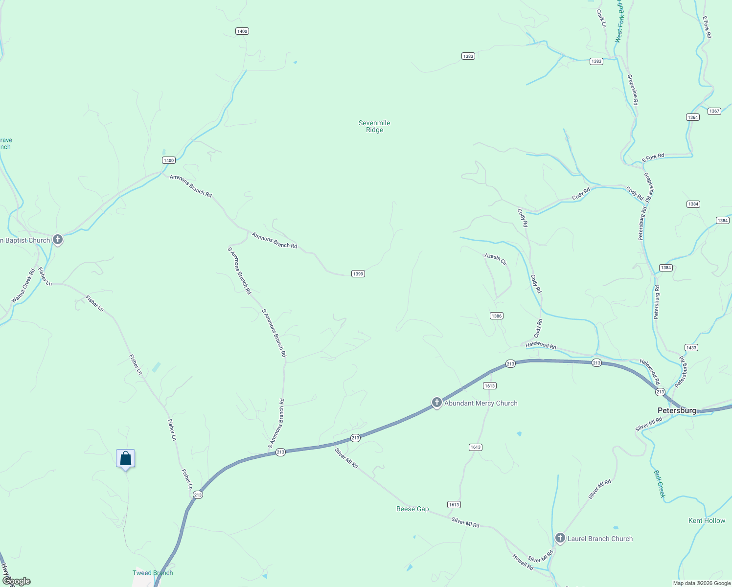 map of restaurants, bars, coffee shops, grocery stores, and more near 1627 Ammons Branch Road in Marshall