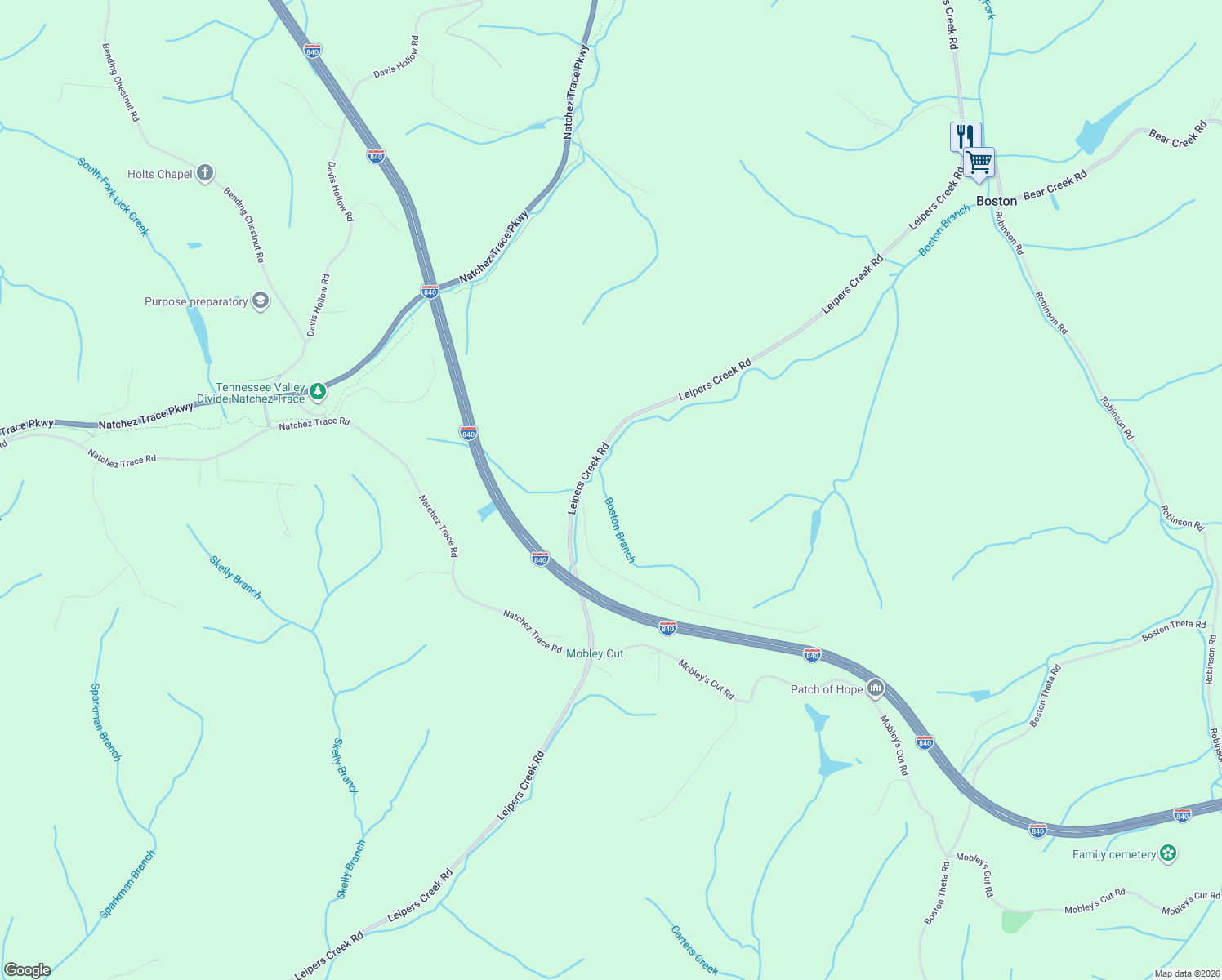 map of restaurants, bars, coffee shops, grocery stores, and more near 5700 Leipers Creek Road in Franklin