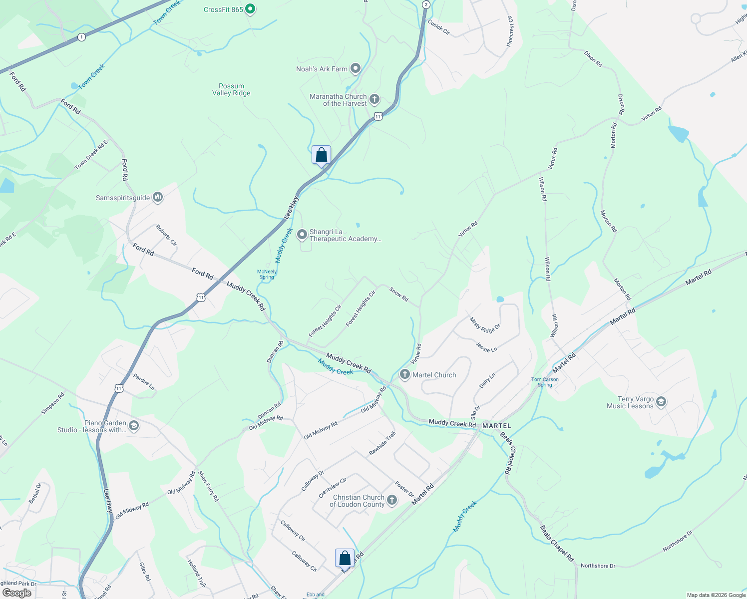 map of restaurants, bars, coffee shops, grocery stores, and more near 2503 Forest Heights Circle in Lenoir City