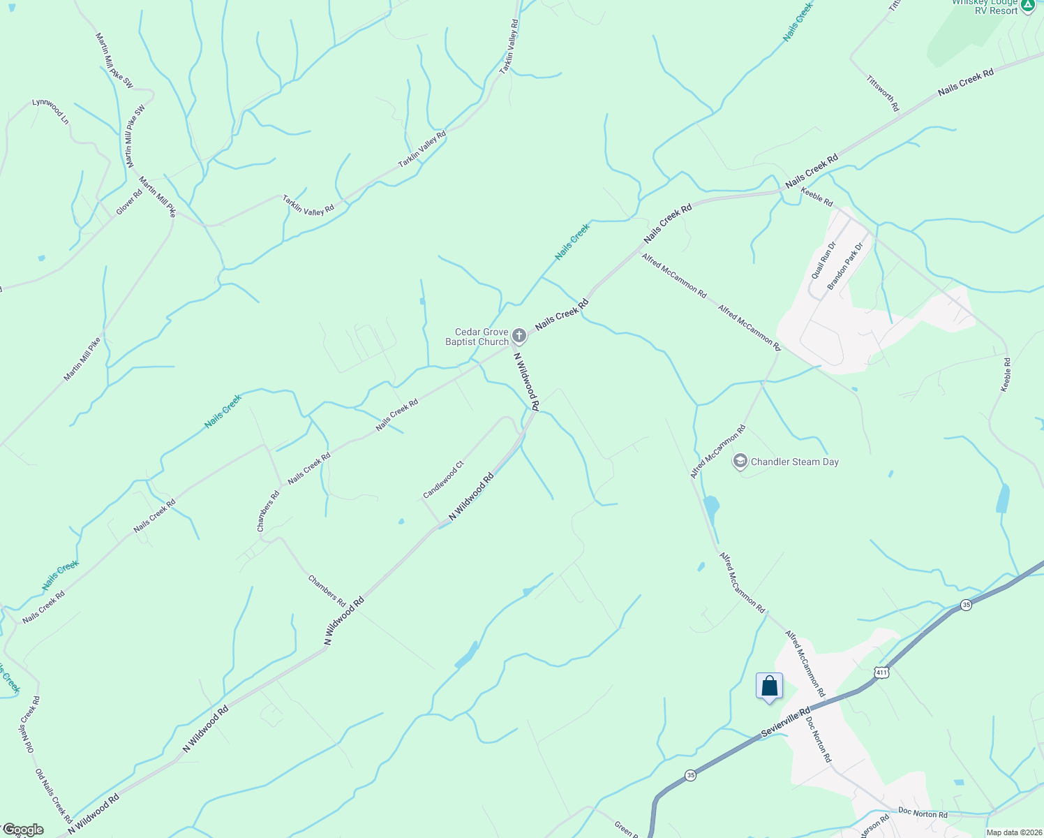 map of restaurants, bars, coffee shops, grocery stores, and more near 5163 Candlewood Court in Maryville