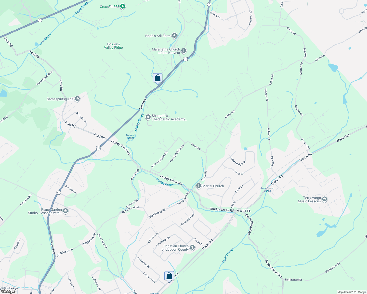map of restaurants, bars, coffee shops, grocery stores, and more near 2503 Forest Heights Circle in Lenoir City