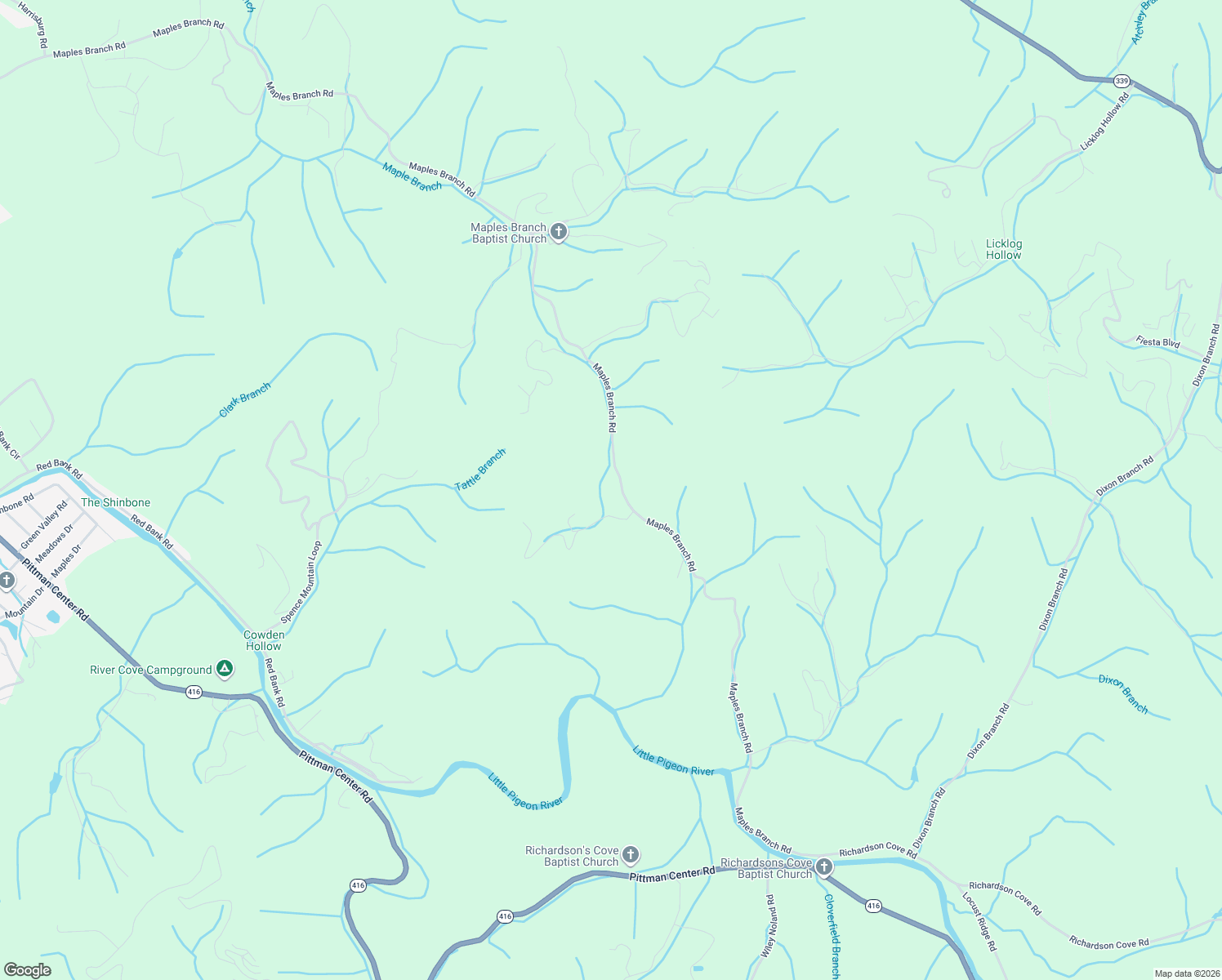 map of restaurants, bars, coffee shops, grocery stores, and more near 3102 Maples Branch Road in Sevierville