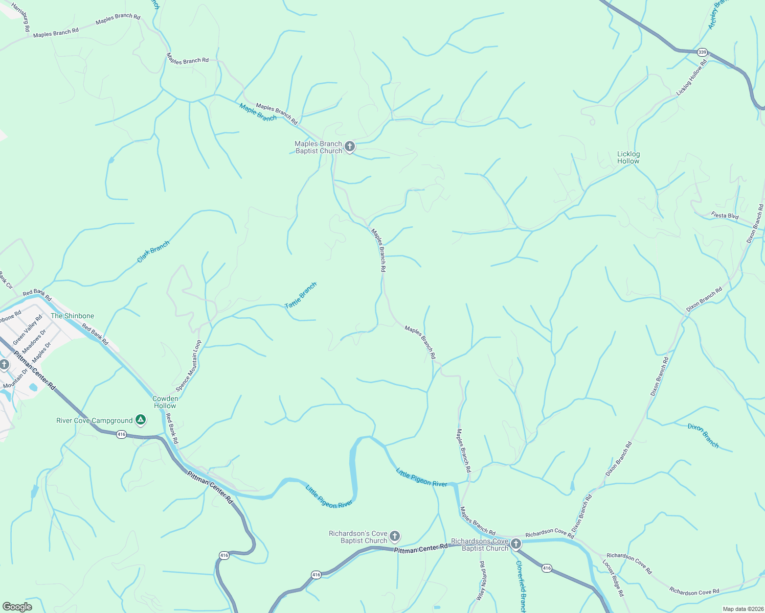 map of restaurants, bars, coffee shops, grocery stores, and more near 3102 Maples Branch Road in Sevierville