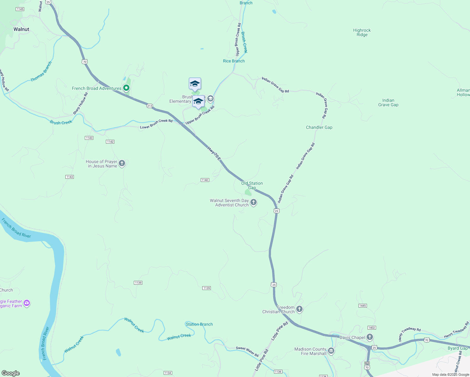 map of restaurants, bars, coffee shops, grocery stores, and more near 82 Station Gap Road in Marshall