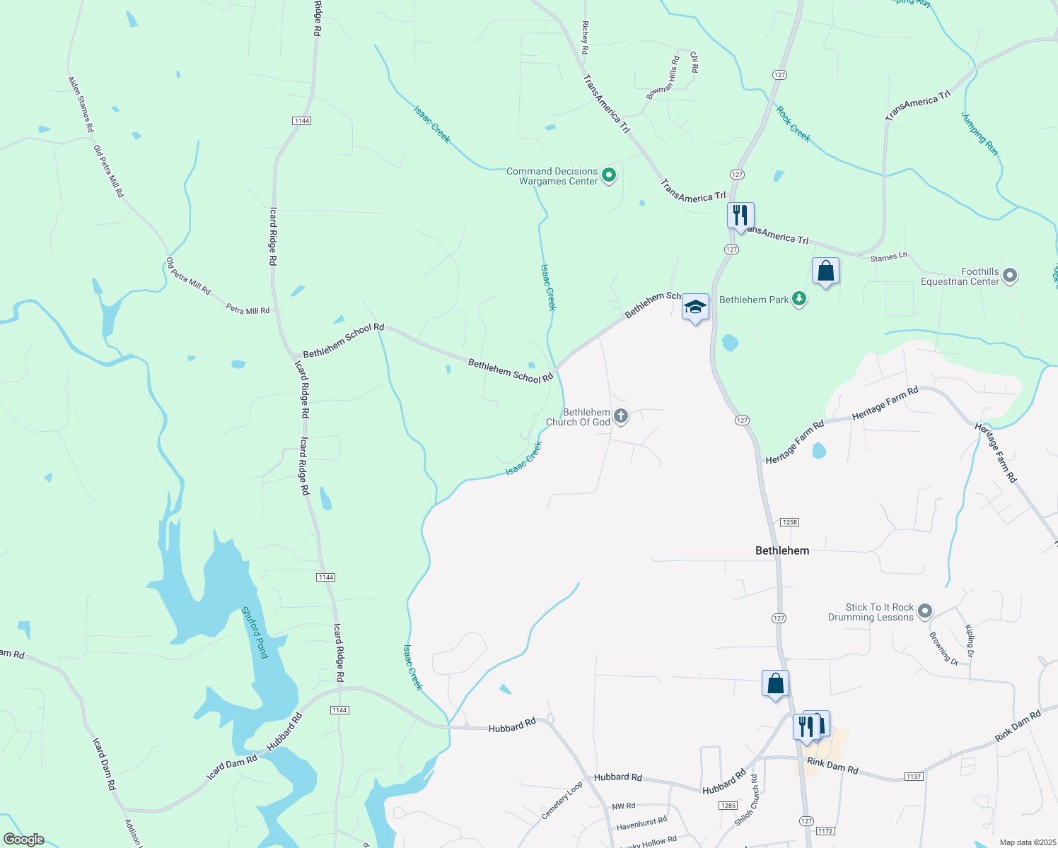 map of restaurants, bars, coffee shops, grocery stores, and more near 232 Cruz Lane in Hickory