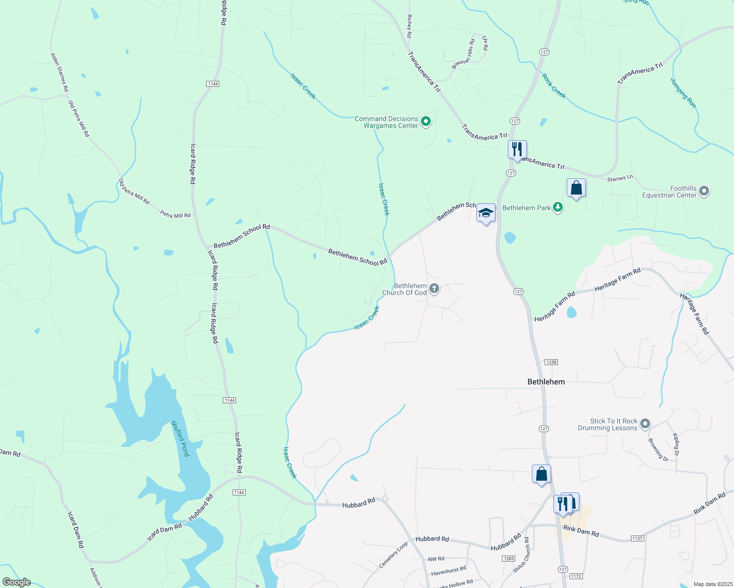 map of restaurants, bars, coffee shops, grocery stores, and more near 232 Cruz Lane in Hickory