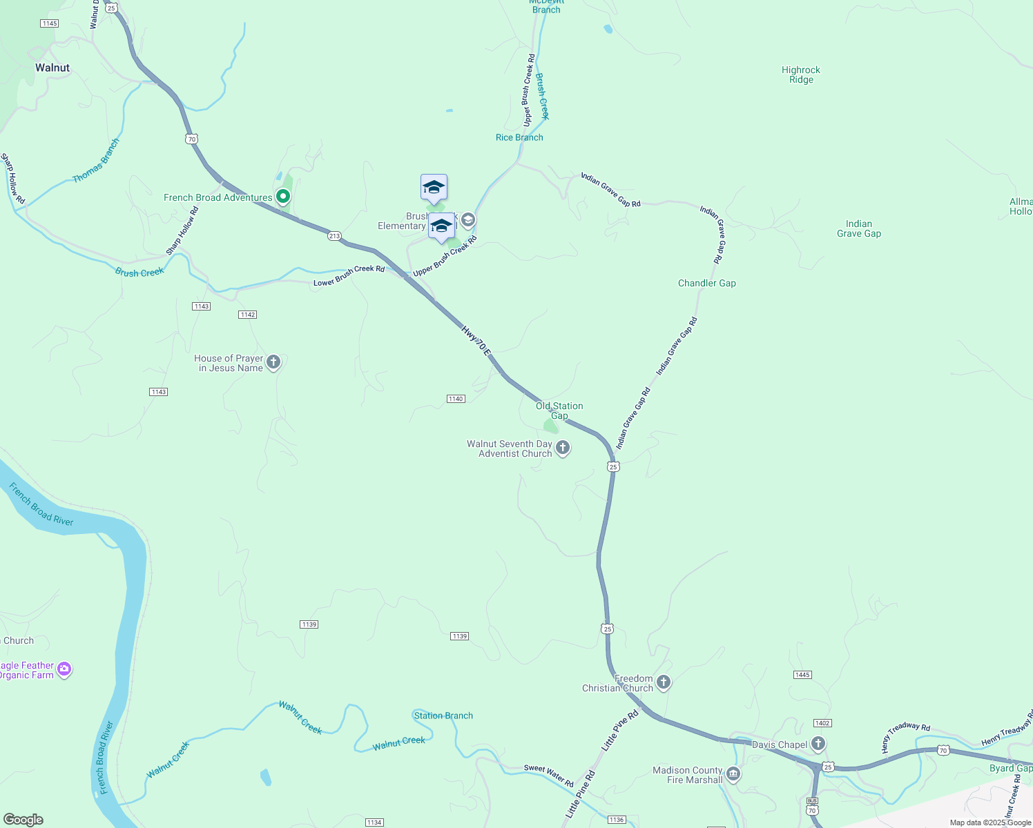 map of restaurants, bars, coffee shops, grocery stores, and more near 82 Station Gap Road in Marshall