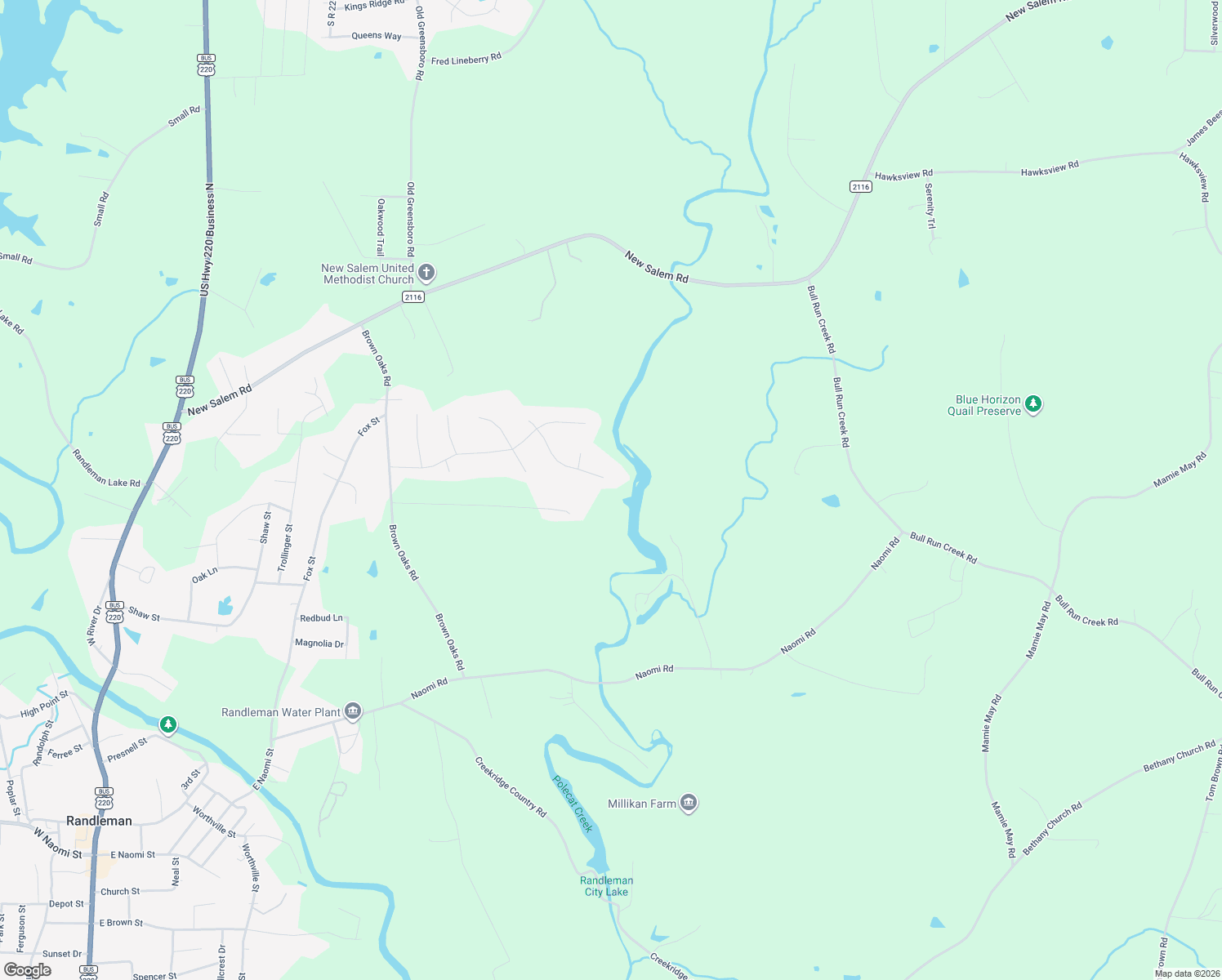 map of restaurants, bars, coffee shops, grocery stores, and more near 4153 Majestic Oaks Drive in Randleman