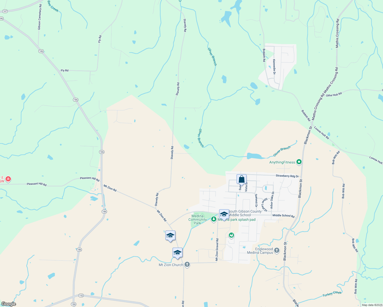 map of restaurants, bars, coffee shops, grocery stores, and more near 2 Piercey Lane in Medina