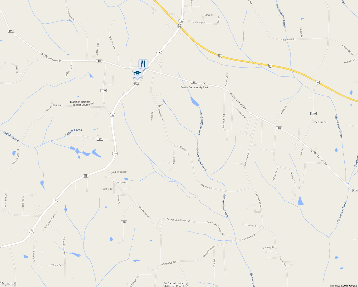 map of restaurants, bars, coffee shops, grocery stores, and more near 927 Waitman Road in Lexington