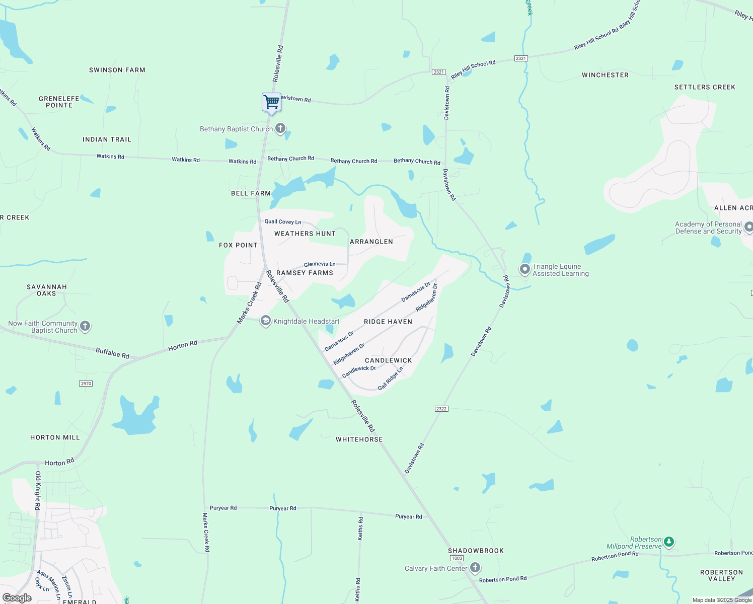 map of restaurants, bars, coffee shops, grocery stores, and more near 1220 Mylynn Drive in Wendell