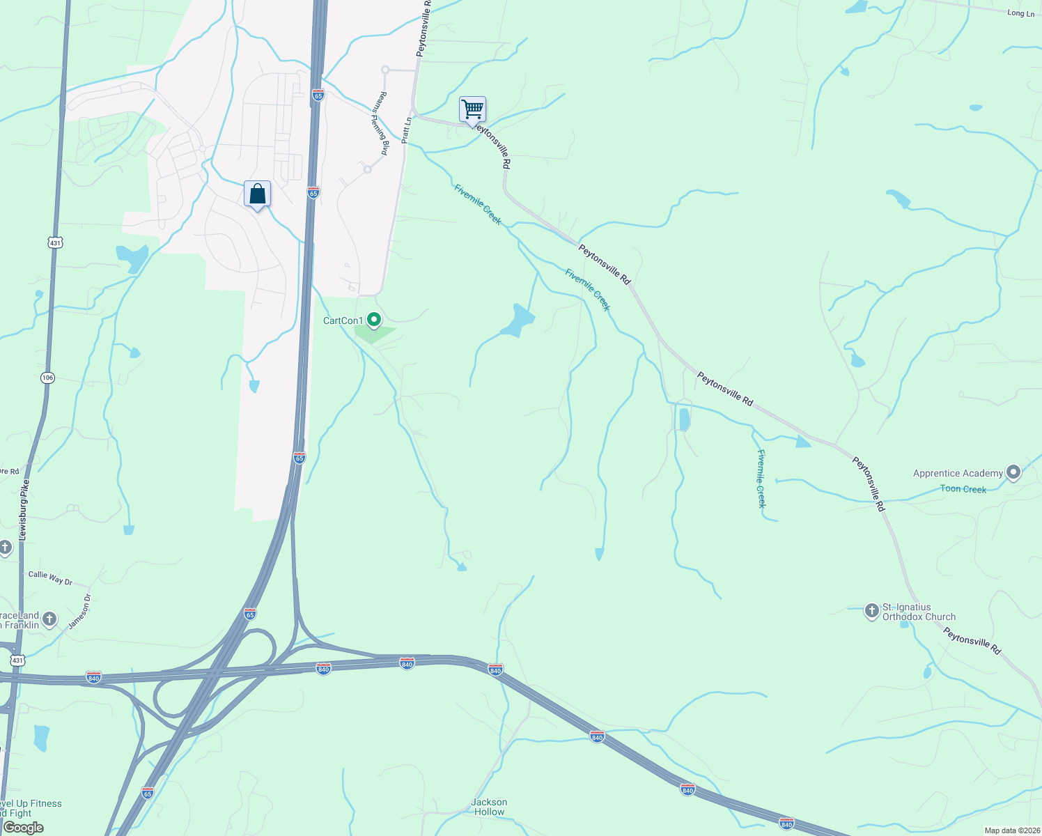 map of restaurants, bars, coffee shops, grocery stores, and more near 4481 Dyke Bennett Road in Franklin
