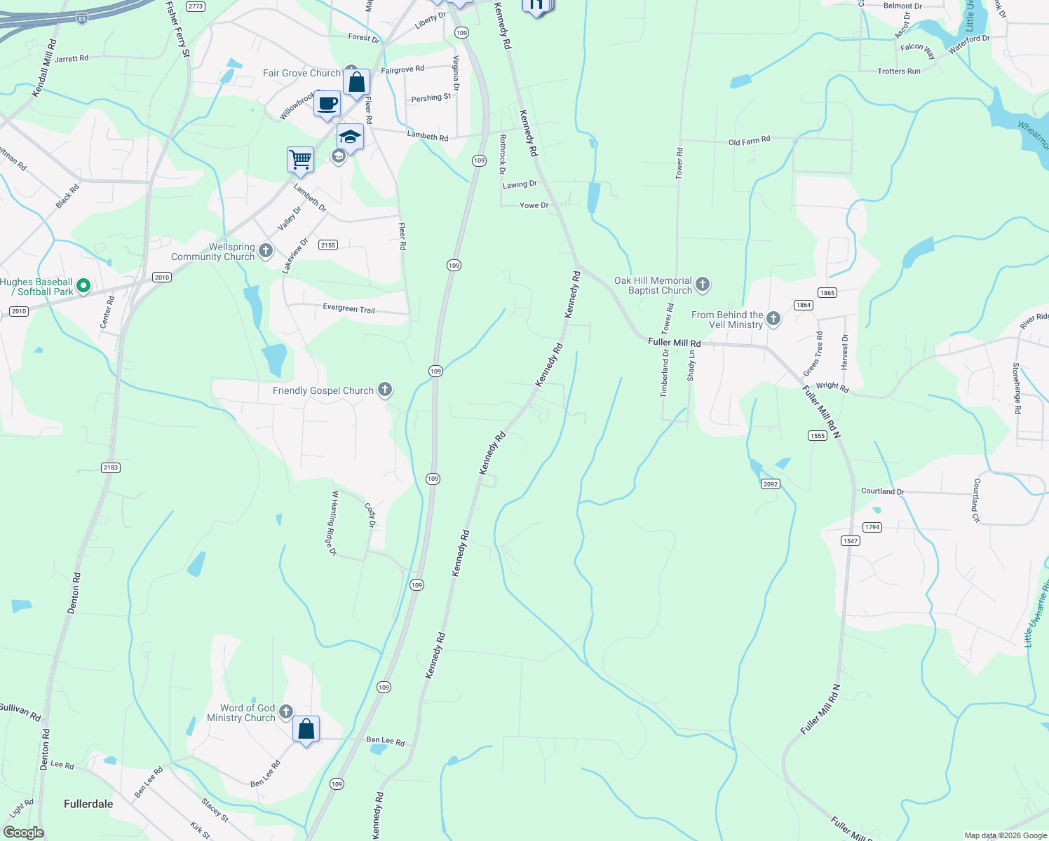 map of restaurants, bars, coffee shops, grocery stores, and more near 1611 Kennedy Road in Thomasville