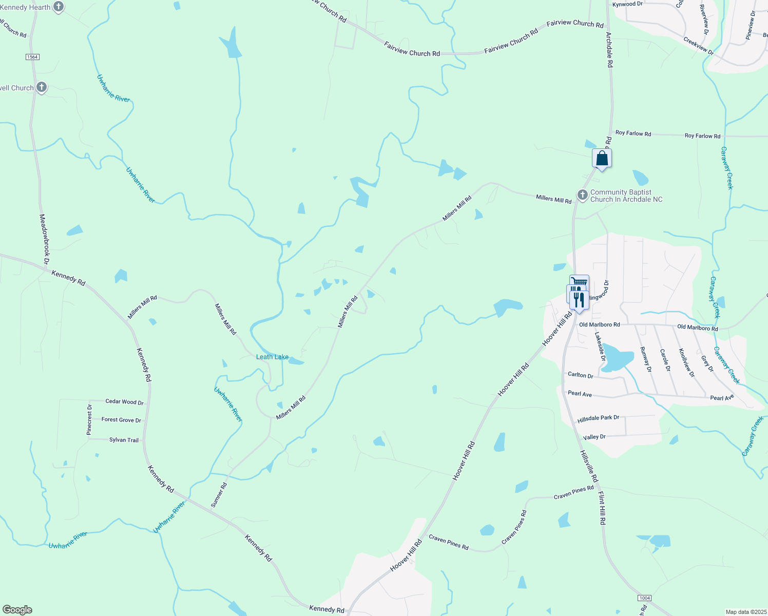 map of restaurants, bars, coffee shops, grocery stores, and more near 4661 Peaceful Ln in Trinity