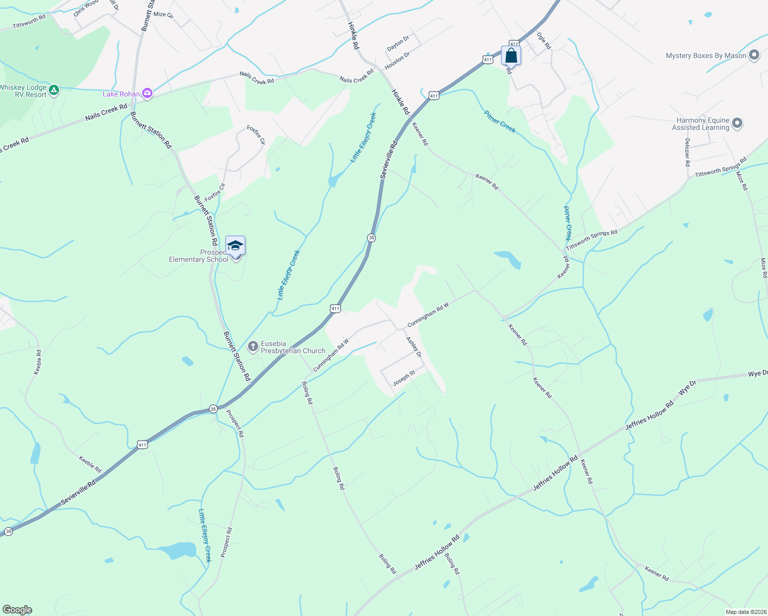 map of restaurants, bars, coffee shops, grocery stores, and more near 1502 Cunningham Road West in Seymour