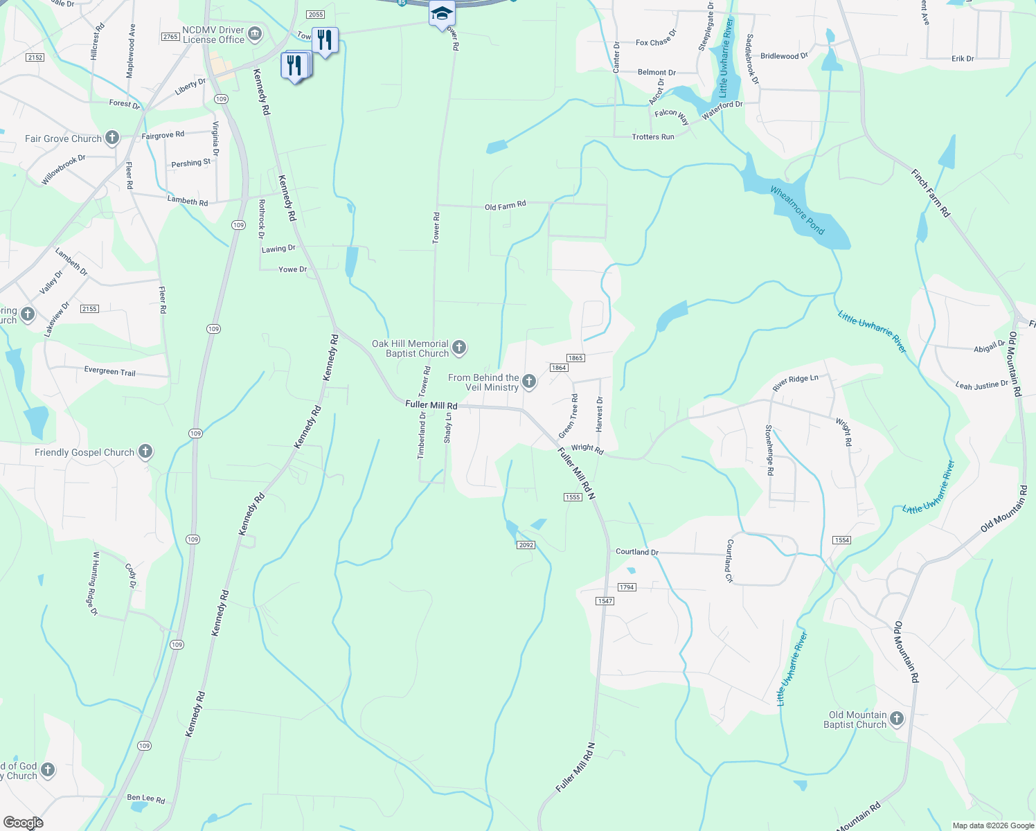 map of restaurants, bars, coffee shops, grocery stores, and more near 854 Fuller Mill Road in Thomasville