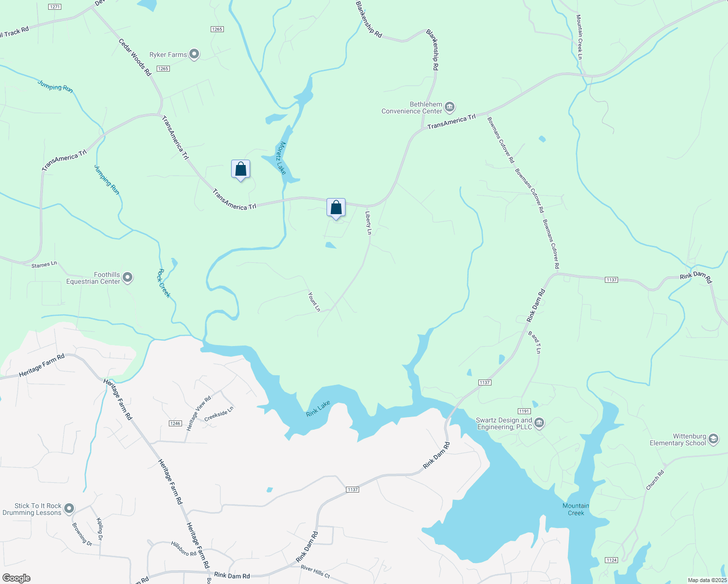 map of restaurants, bars, coffee shops, grocery stores, and more near 424 Liberty Lane in Taylorsville