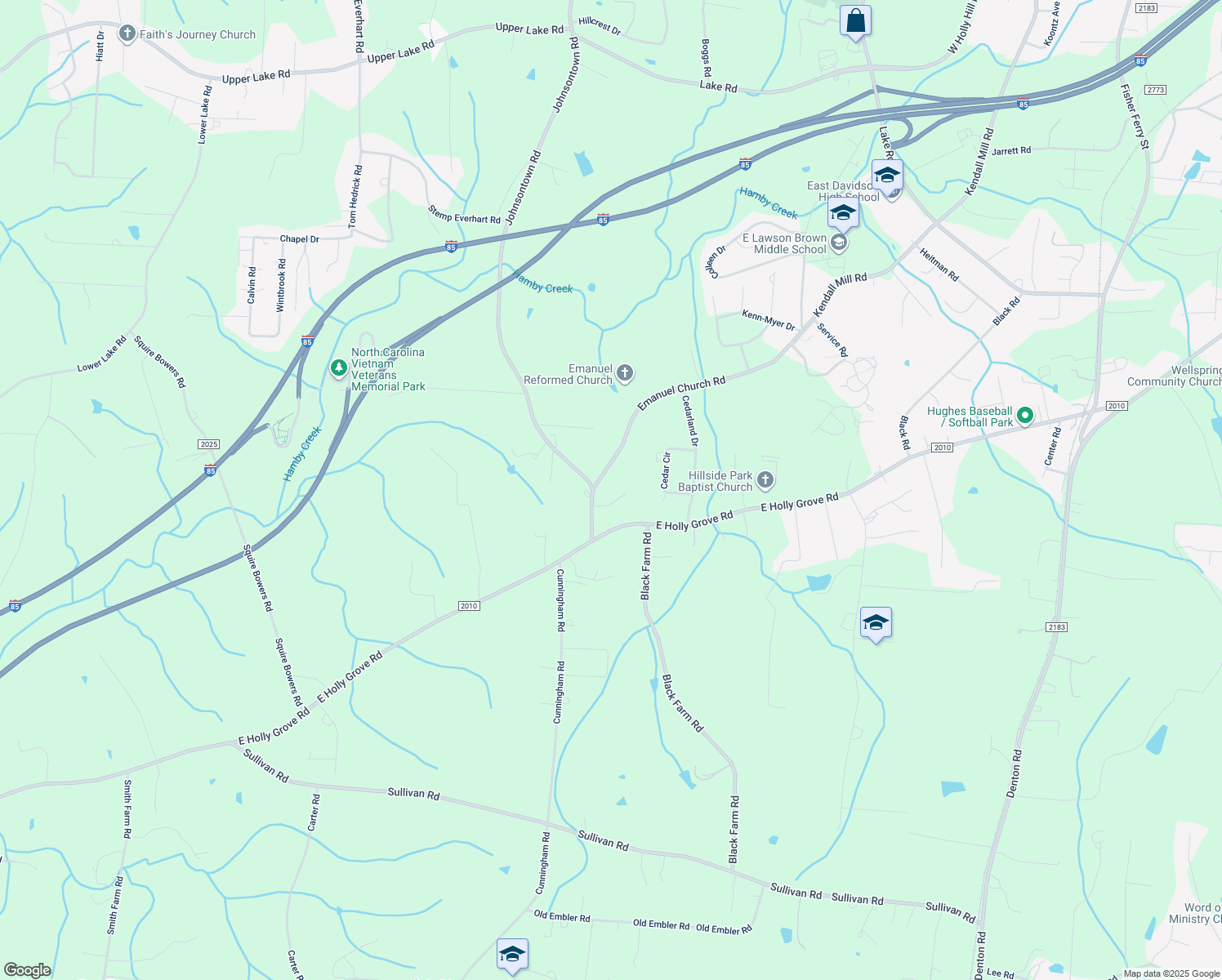 map of restaurants, bars, coffee shops, grocery stores, and more near 2671 Johnsontown Road in Thomasville