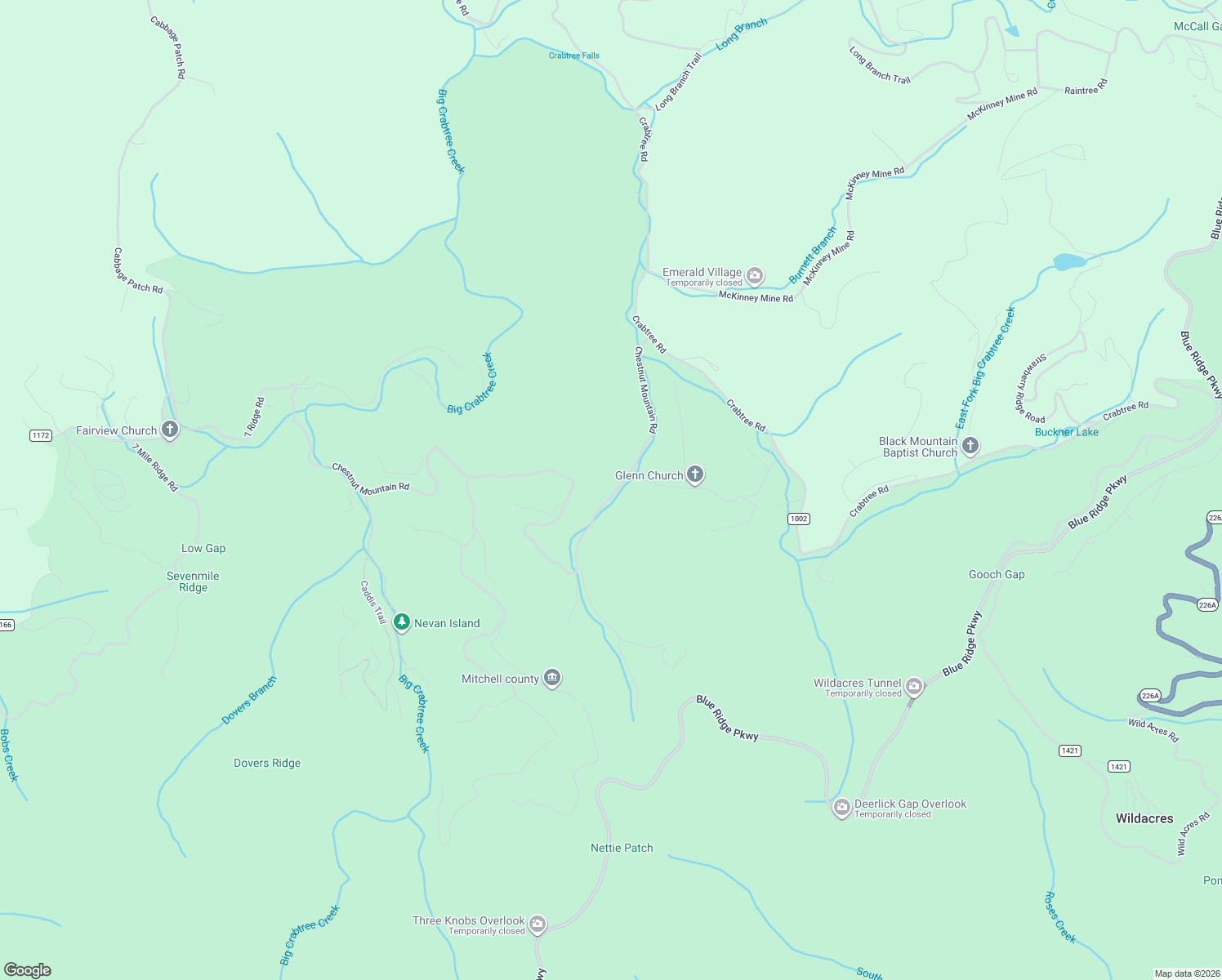map of restaurants, bars, coffee shops, grocery stores, and more near 520 Chestnut Mountain Road in Spruce Pine